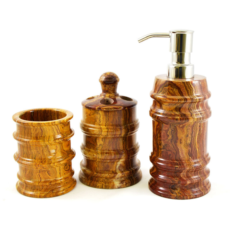 Nature Home Decor Bengal Multi Onyx 3-Piece Bathroom Accessory Set | Wayfair
