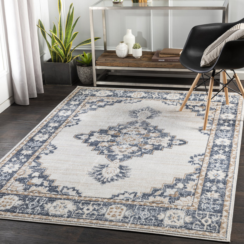 Bungalow Rose Acadian Oriental Navy Camel Area Rug Reviews Wayfair
