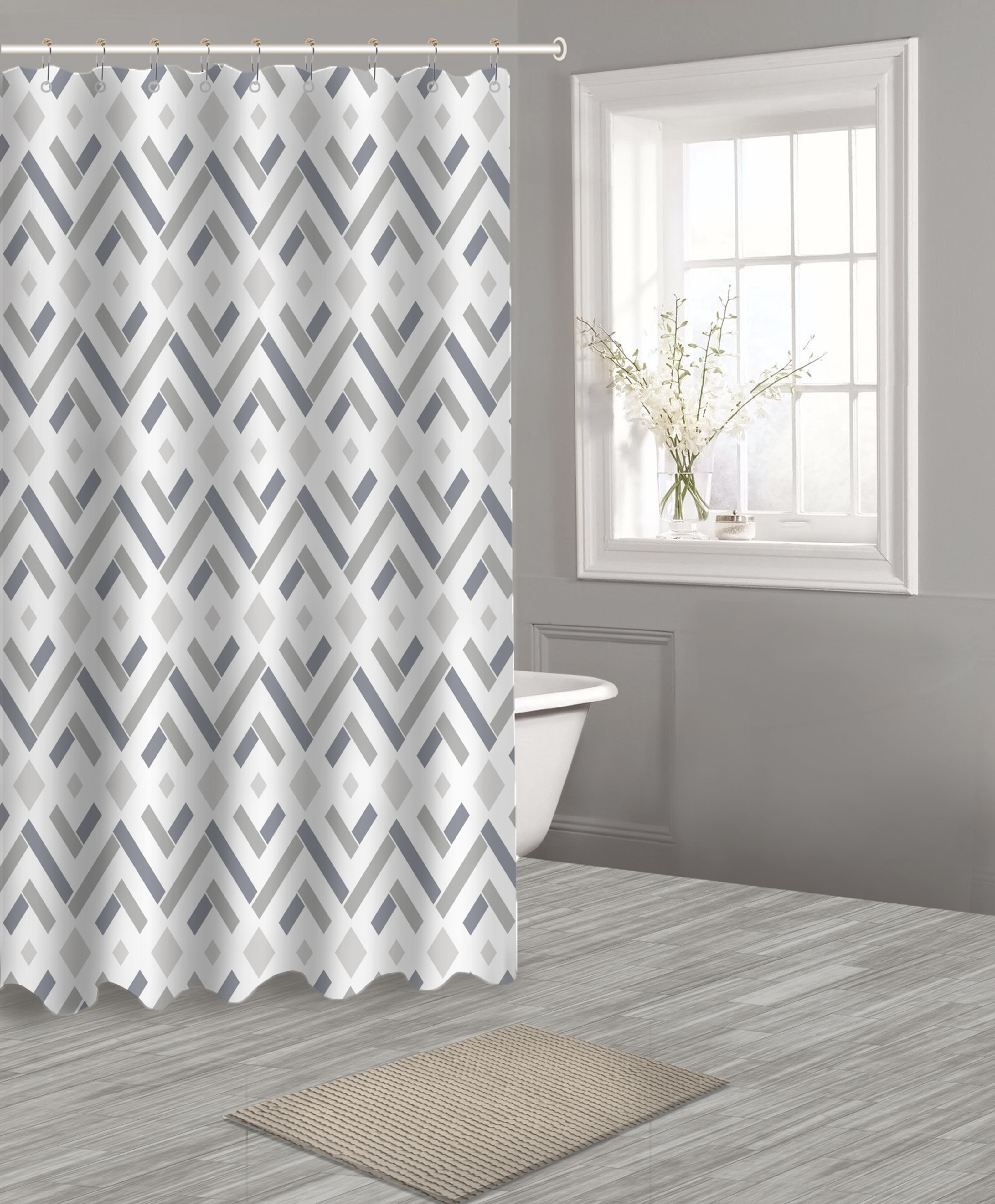 chevron shower curtain set