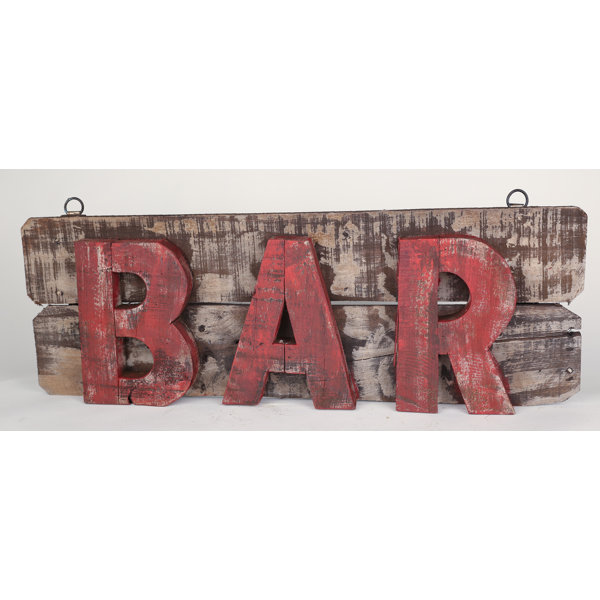 Rustic Wood Bar Sign Wayfair