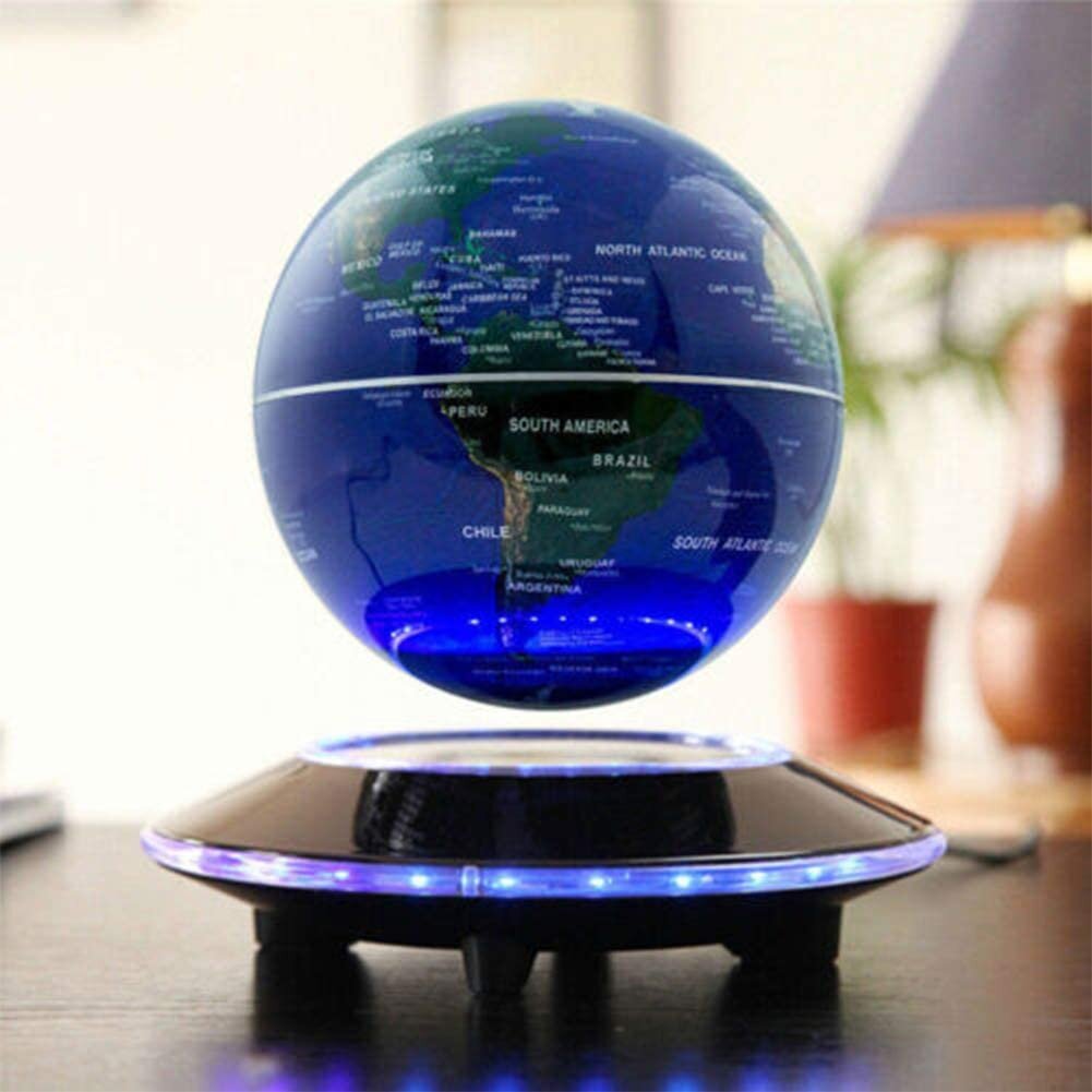 9'' Round O Shape Magnetic Levitation Floating Globe World Map LED Light Blue