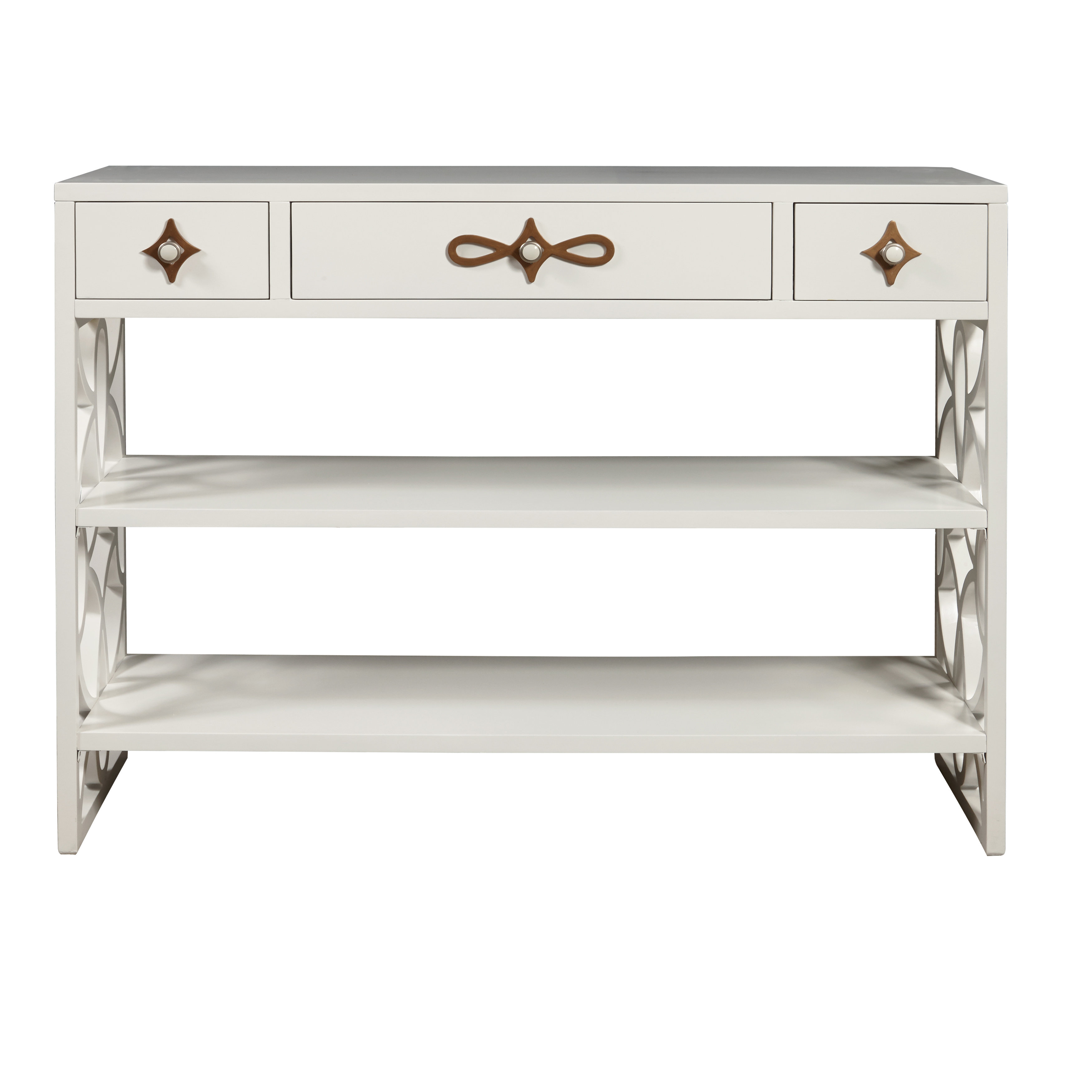 Partin Modern White Three Drawer With Contrasting Overlays Console Table