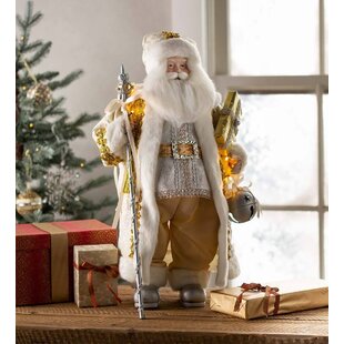 Faux Wood Santa Claus with Toy Train and Child 9.5" T x 6" W x 5" 