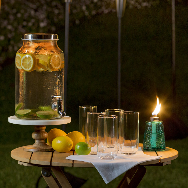 tiki glass tabletop torch