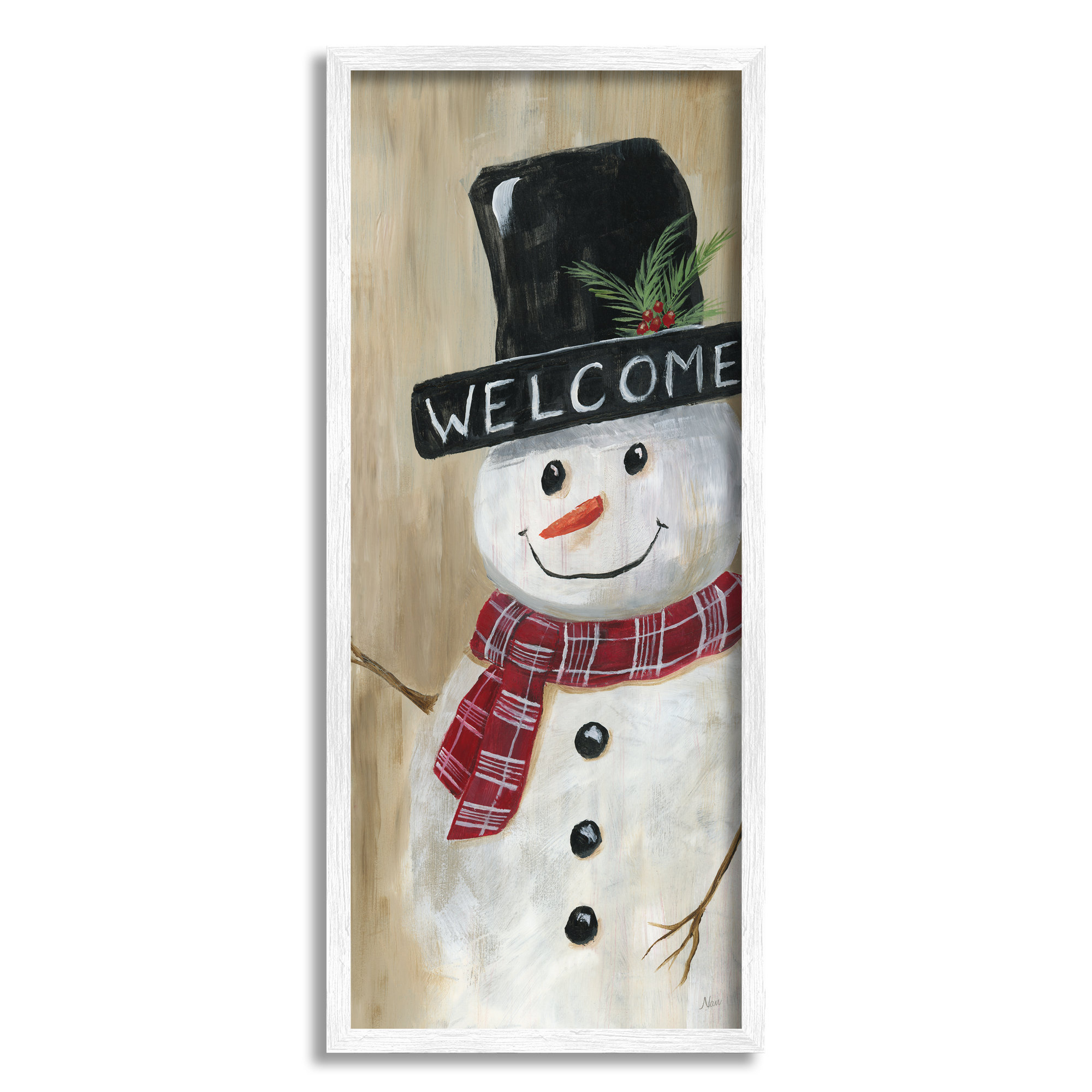Welcome Greeting Rustic Winter Snowman 