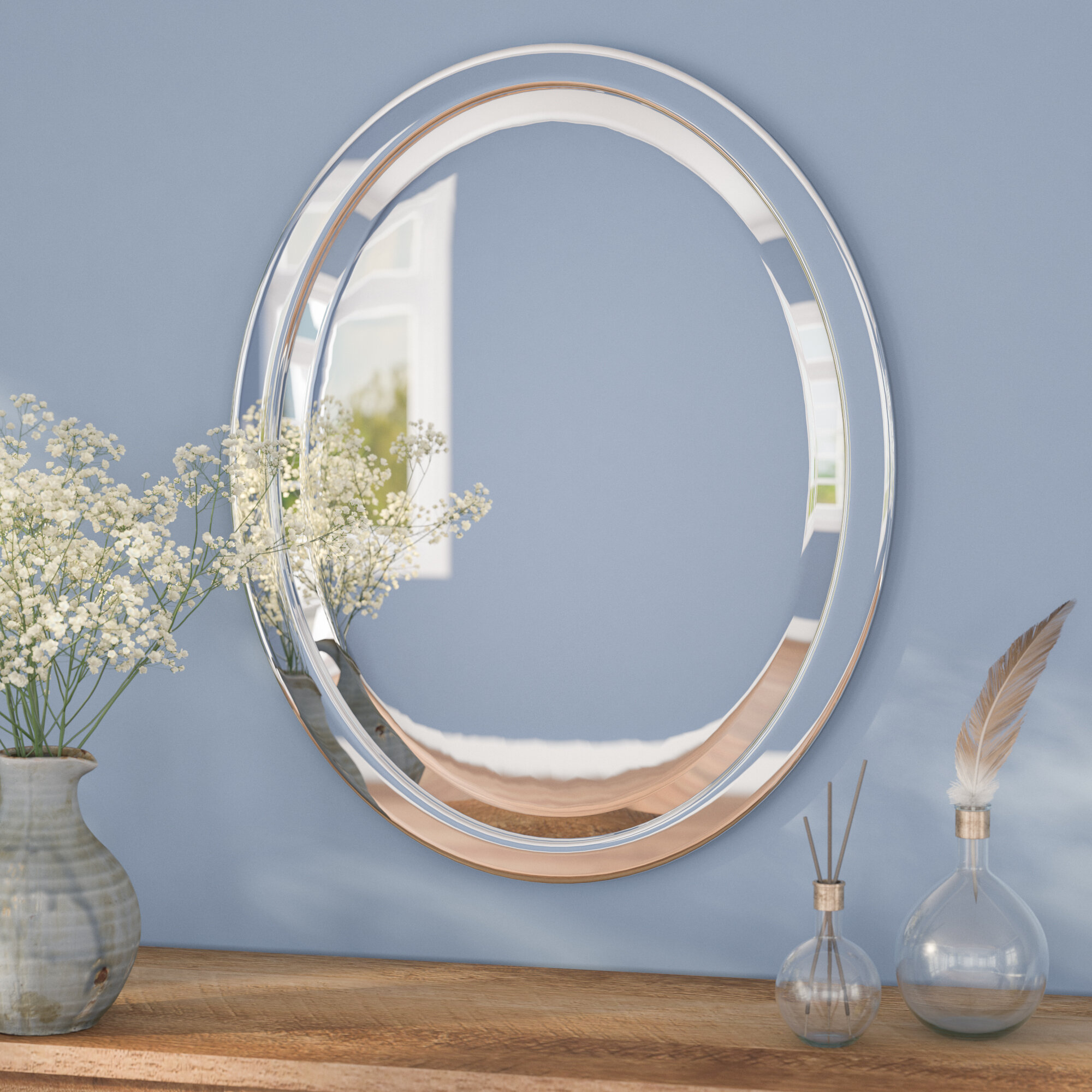 andover mills needham metal bathroom/vanity wall mirror & reviews