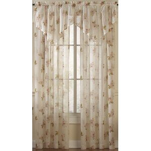 Overlock Nature/Floral Sheer Rod Pocket Single Curtain Panel