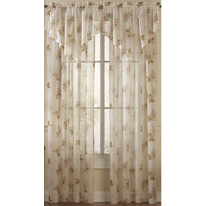 Overlock Nature/Floral Sheer Rod Pocket Single Curtain Panel