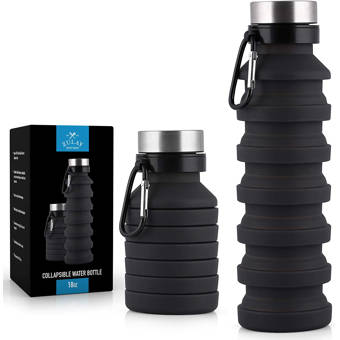Collapsible Silicone Water Bottle -Leak Proof 18 oz Fscool New 2019 Design