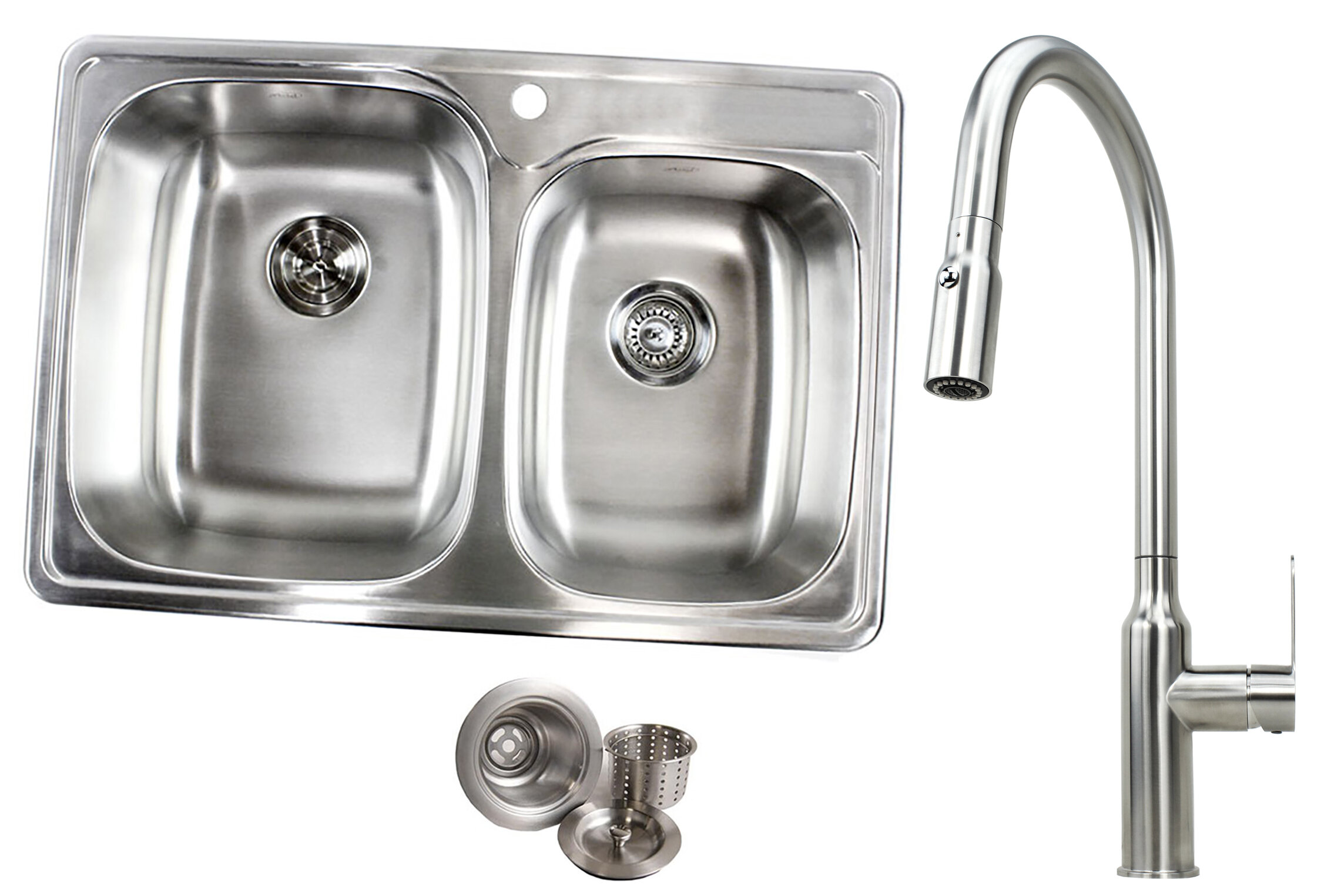 Emodern Decor 33 X 22 Double Basin Drop In Kitchen Sink With