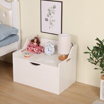 White Wooden Toy Box Heavy Duty Kids Bedroom Nursery Box Ottoman Storage Chest 