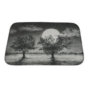 Landscapes Night Scene, 2 Trees are Lit by Moonlight Art Bath Rug