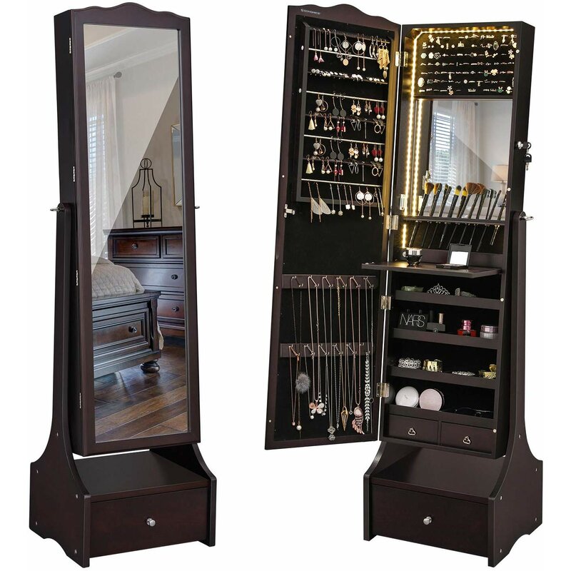 Red Barrel Studio 39 4 Led Light Strip Jewellery Cabinet Armoire Lockable Full Length Mirrored Jewellery Organizer Makeup Tray And Large Drawer Base B027a29ccae6413f90b98b55b9a44fea Reviews Wayfair Ca