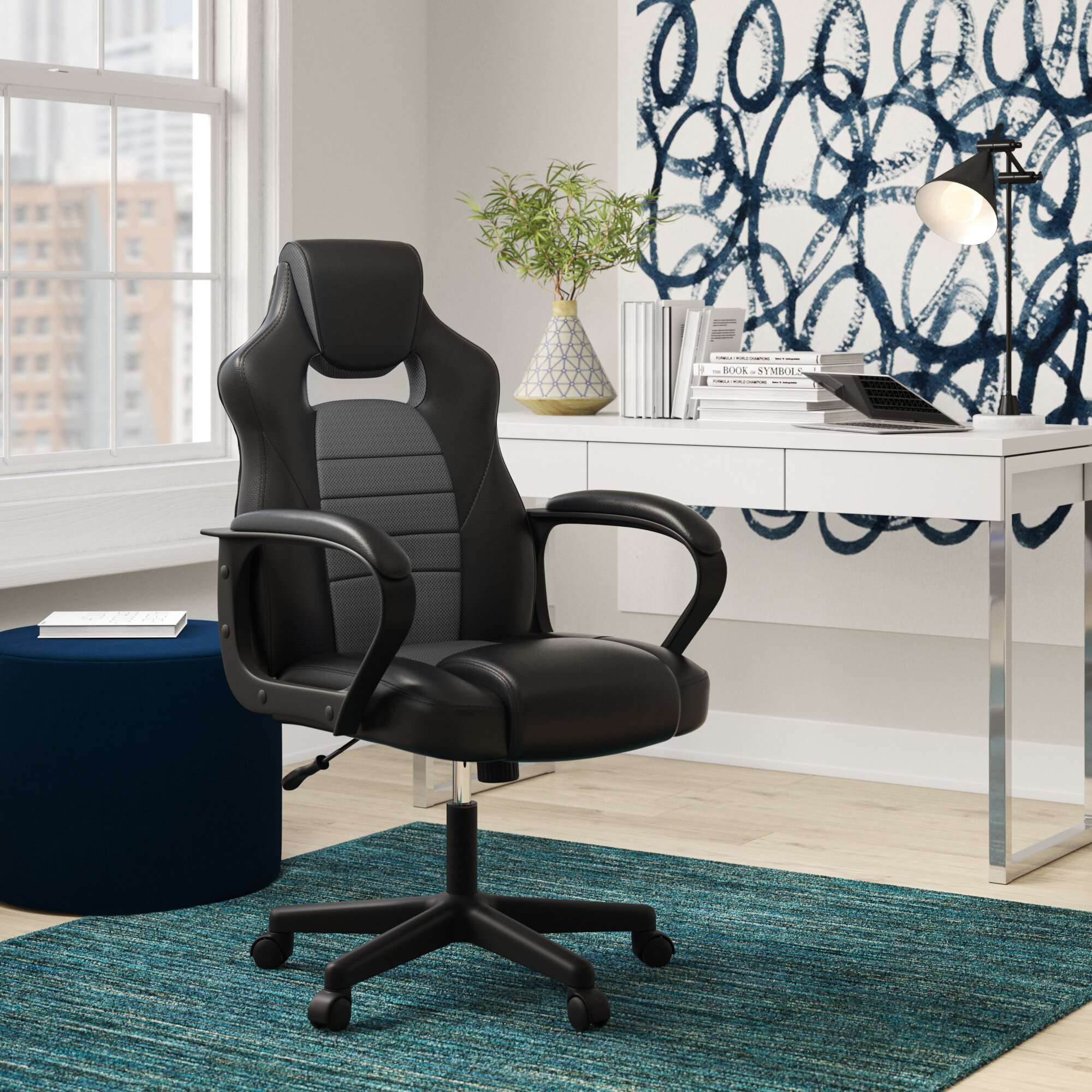 Latitude Run Ellingsworth Racing Style Ergonomic Genuine Leather Gaming Chair Reviews Wayfair