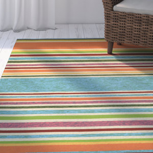Colfax Hand-Woven Azure/Orange Indoor/Outdoor Area Rug