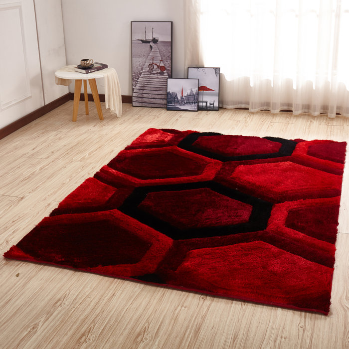 Kleiber Modern Gy Red Black Area Rug