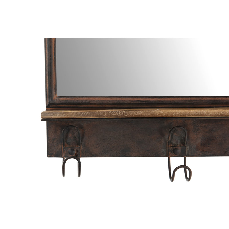 17 Stories Danielburnham Metal Distressed With Shelves Wall Mirror