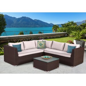 Mesquite Olefin Deep Seating 4 Piece Sectional Set with Cushions