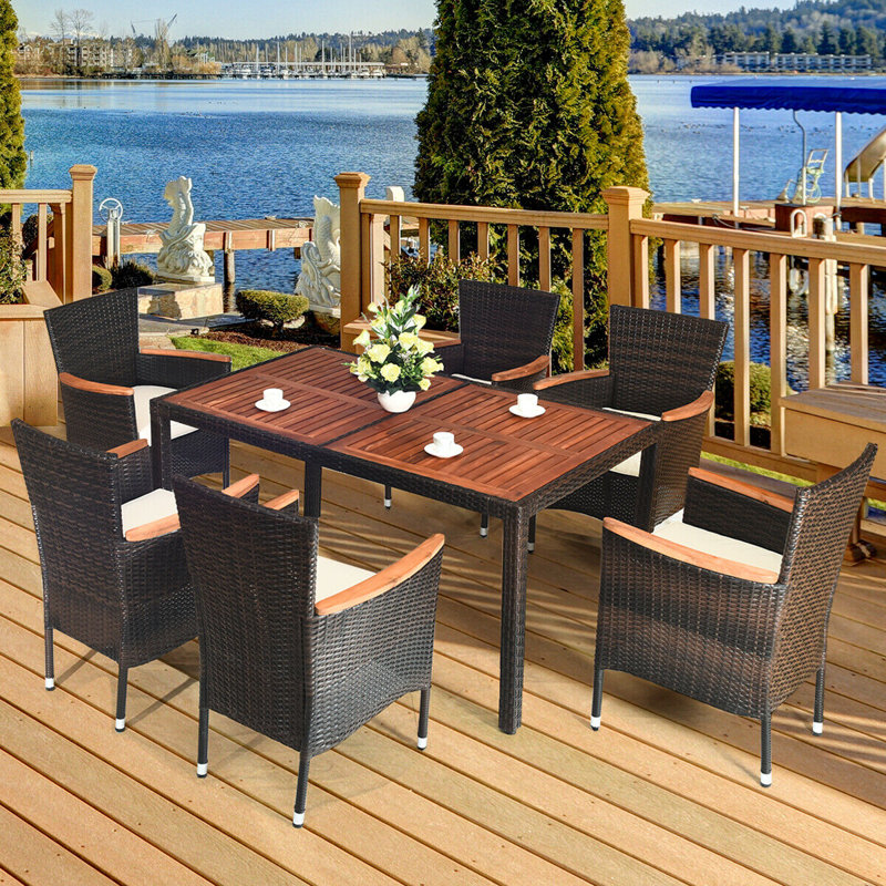 Latitude Run Dasha Outdoor 7 Piece Dining Set With Cushions Reviews Wayfair