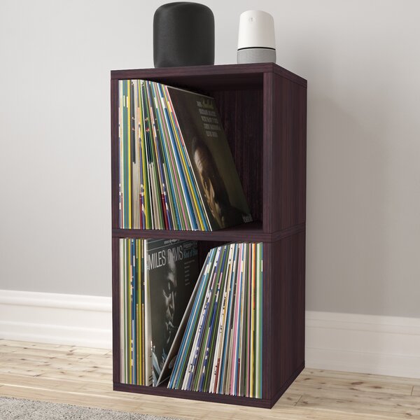 Vinyl Record Storage Cabinet LP Album Display Rack Shelve Bookcase Filing Brown 