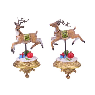 2 Piece Glittered Reindeer Stocking Holder Set -  Northlight Seasonal, 32915467