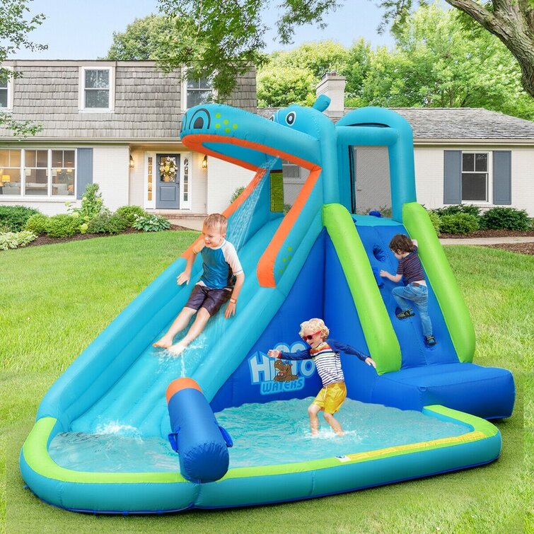 Double Lane Water Splash Slide Backyard Toy With Two Inflatable Crash Pad AUTOECHO Lawn Water Slides Summer Backyard Swimming Pool Games Outdoor Water Toys