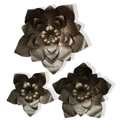 Hillary Galvanized Wall Flowers Set Of 3