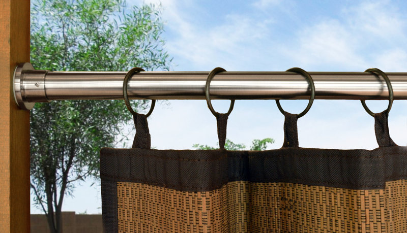 Armiyah Curtain Tension Rod Color: Brushed Nickel, Size: 86" - 144" W