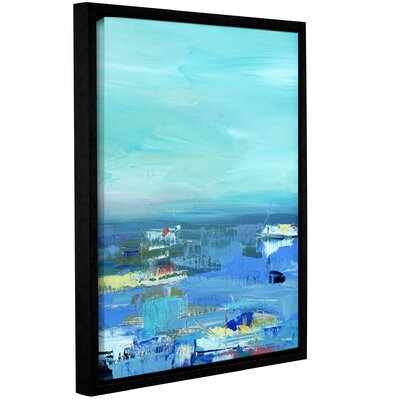 'Abstract Harbor 9 Water Makes Me Happy' Framed Painting Print on Wrapped Canvas Breakwater Bay Size: 24