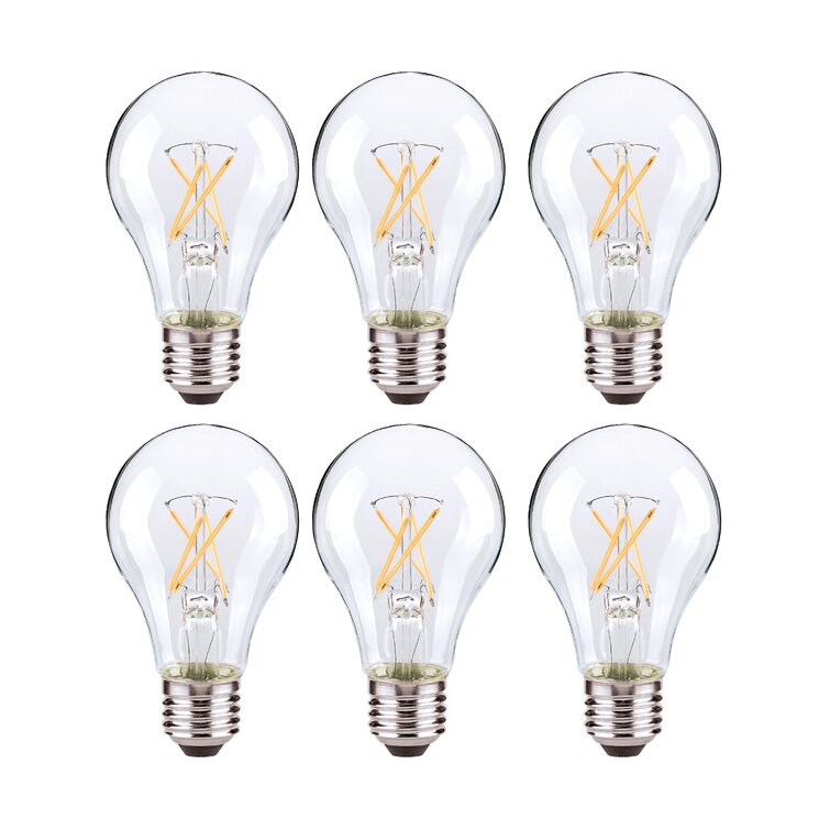 2 -LED 60 Watt Equivalent  A19 Light Bulbs Clear E26 Vintage Edison Style Soft 