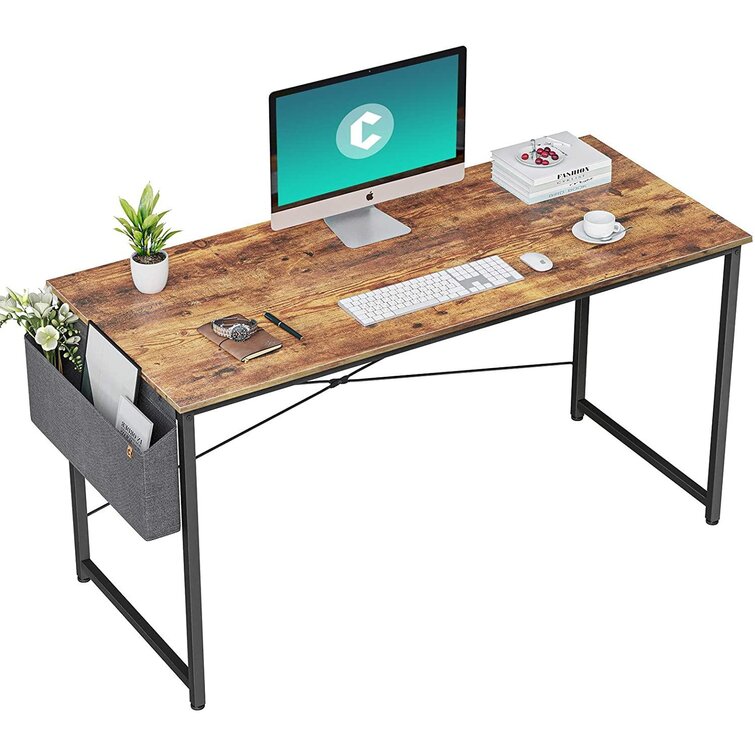 Black Metal Frame Modern Simple Style PC Table CubiCubi Study Computer Desk 40 Home Office Writing Small Desk Rustic Brown 