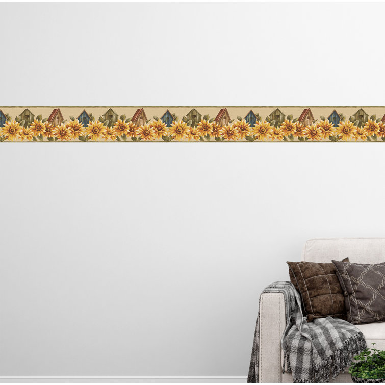 Peel And Stick Wallpaper Border - Floral Green Red Yellow