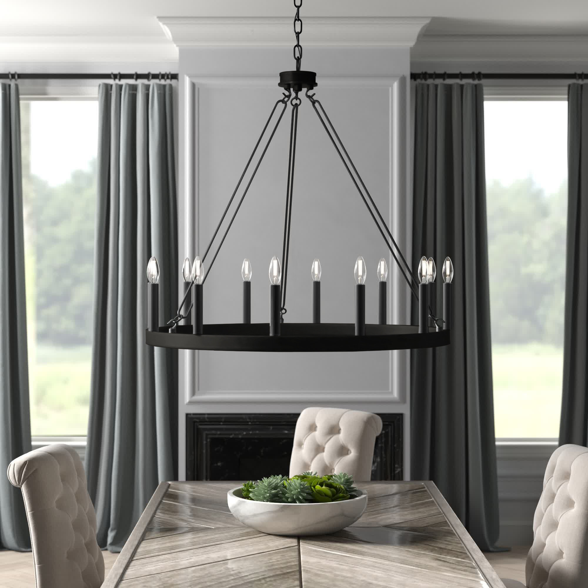 Greyleigh™ Finchley 12 Light Candle Style Wagon Wheel Chandelier
