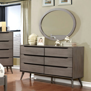 Solid Oak Dresser With Mirror Wayfair Mason 6 Drawer Double Dresser With Mirror