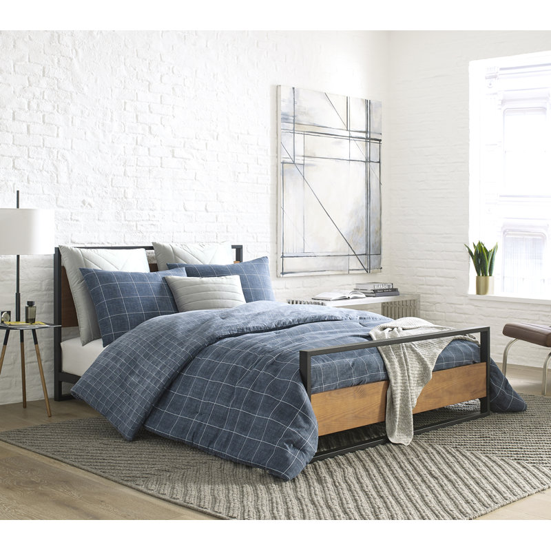 Kenneth Cole New York Holden Grid Blue Twin Duvet Cover Set Wayfair