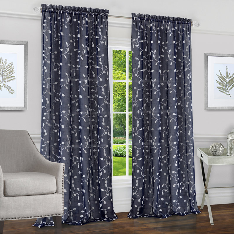 Red Barrel Studio Alina Floral Semi Sheer Rod Pocket Curtain Panels Wayfair