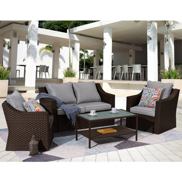 3-9PCS Patio Rattan Sofa Furniture Set Infinitely Combination PE Wicker Outdoor 