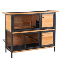 Outside Run Area Home & More New Durable Unique Accent Ventilated Wood Small Animal Cage with Pine Frame Orange Portable 