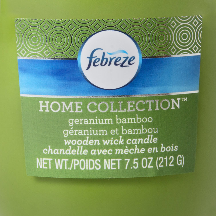 Febreze Home Collection Scented Jar Candle 12 oz Single Geranium Bamboo