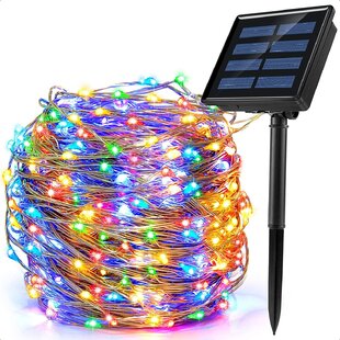 Set of 100 Solar Powered Multi-Color Steady & Flashing Mode Garden String Lights 