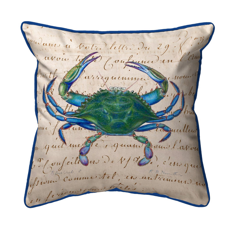 Betsy Drake Interiors Male Crab Beige Indoor Outdoor Throw Pillow Wayfair