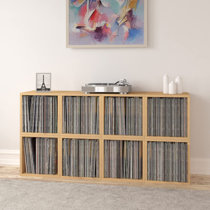 LP Vinyl Record Storage Album Cube Organizer Display Rack Shelf Bookcase Brown 
