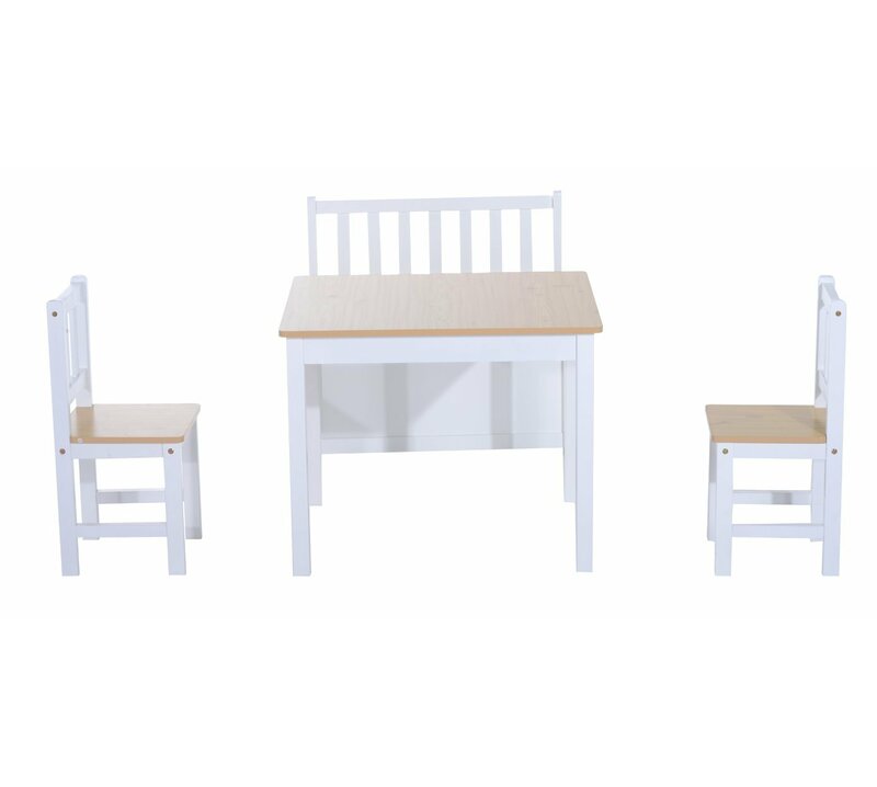kidkraft 4pc table with primary benches and bin set