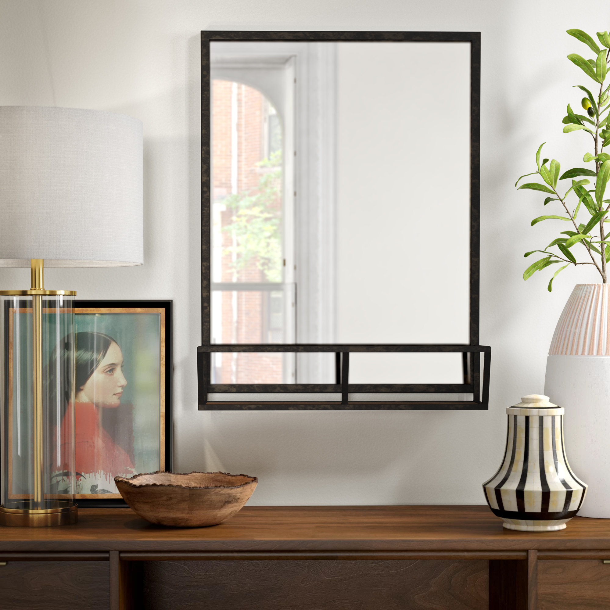 Metal Wall Mirror Decorative Wall Mirror 36/” x 48/” Industrial Wall Mirror Deco 79 Large Black Iron Window Pane Mirror Rectangular Black Metal Mirror
