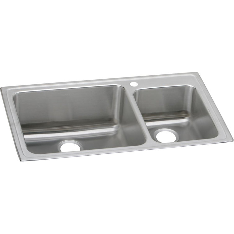 Elkay Lustertone 37 L X 22 W Double Basin Drop In Kitchen Sink Wayfair