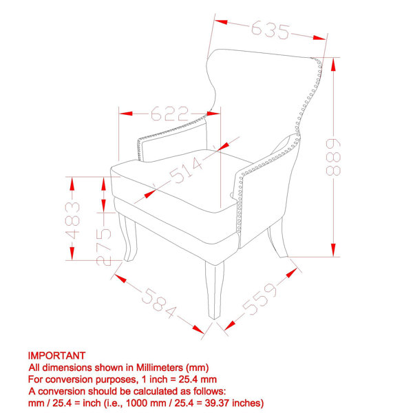 wingback chair dimensions