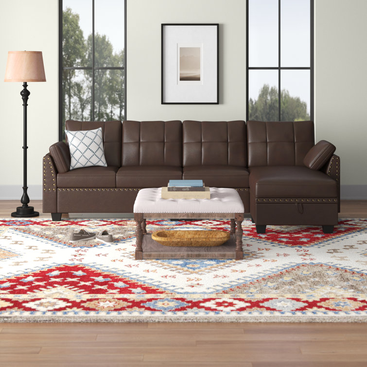 Three Posts™ 101.6" Wide Faux Leather Reversible Sofa & Chaise & Reviews Wayfair