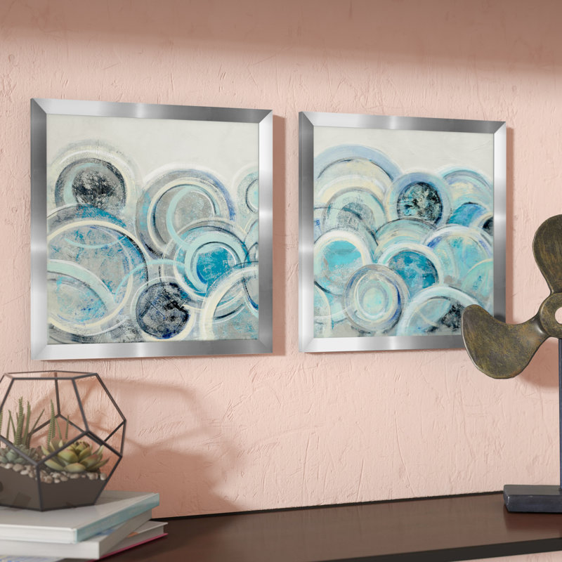 Orren Ellis Variation Blue Gray Ii 2 Piece Framed Acrylic