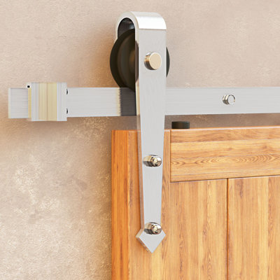 Arrow Stainless Brushed Nickel Steel Standard Double Barn Door Hardware Kit Homacer Track Length 192 in