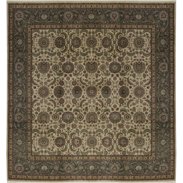 Bokara Rug Co Inc One Of A Kind Manchuria Hand Knotted Beige Green 10 Square Wool Area Rug Perigold